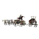 Greenwood & Ball 20mm mounted figures (44 including 14 incompletely painted), no horses, oxen (6),