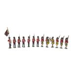 Marching Gordon Highlanders (6) and Grenadier Guards (7) by Sacul, generally VG, 3 Guards F, (13)