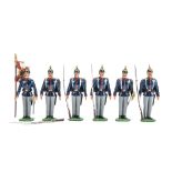 Recast Heyde 90mm 19th Century Prussian Infantry in field uniform including flagbearer and