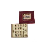 Britains post 1956 version set 1722 Pipes and Drums of the Scots Guards, restrung in ROAN box, G-VG,