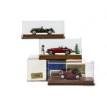 RAE Models, 1/43 white metal models, MG TD, Jaguar XK150 with Father Christmas figure, MG J2 Midget,