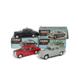 1950s-60s Corgi Toy Cars, 205 Riley Pathfinder Saloon, red body, 204 Rover 90 Saloon, grey body, 209