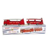 Dinky Supertoys 983 Car Carrier With Trailer, red/grey body, grey hubs, 'Dinky Auto Service' decals,