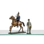 Recast and painted 65mm scale Wollner figures comprising mounted Uhlan and foot Jäger officers, with