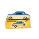 A Dinky Toys 156 Rover 75 Saloon, two-tone issue, mid-blue upper body, cream lower body and ridged