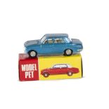 Asahi Toy Co (ATC) Model Pet No.25 Datsun Bluebird, metallic blue body, cream interior, silver trim,