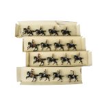 Britains last version set 9209 Royal Horse Guards, restrung onto original backing cards without