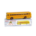 A Dinky Supertoys 949 Wayne School Bus, deep yellow body, red lines, red plastic hubs, in original