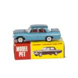 Asahi Toy Co (ATC) Model Pet No.20 Toyopet Crown Deluxe, light metallic blue body, red interior,