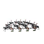 Britains last version Horse Guards from set 9209, loose models comprising officers on prancing horse