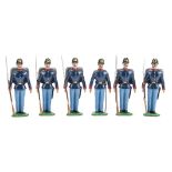 Recast Heyde 90mm 19th Century Austrian Infantry including officer, generally VG, (6),