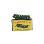 A Matchbox Lesney 1-75 Series 41b Jaguar D-Type, green body, black base, RN5, wire hubs, in original