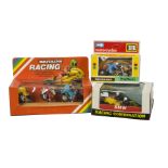 Britains No.9699 BMW Racing Combination, No.9683 Drag Racer, No.9652 3 Racing Motorcycles Set, in