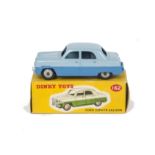 A Dinky Toys 162 Ford Zephyr Saloon, two-tone blue body, grey ridged hubs, in original box, E, box