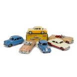 1950s-60s Dinky Toy Cars, 166 Sunbeam Rapier Saloon, yellow lower body, cream upper, beige hubs,