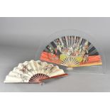 An Art Deco paper and wooden stick Advertising hand fan for La Menthe Pastille, the leaf decorated