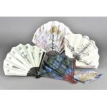 A collection of modern 'Form ballon' paper and wooden folding fans, to commemorated various