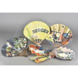 Seven Art Deco French liquor and Aperitifs form Ballon Advertising fans, all paper and wooden