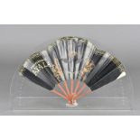 A novelty Art Deco Champagne Advertising fan, Ayala, paper and wood sticks, the paper leaf decorated