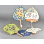 A collection of Air India fix and folding Advertising fans, including two palmette shape fixed