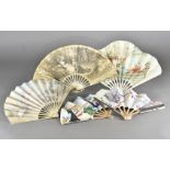 Six French Cruise Line Shipping Advertising fans, two bone and paper leaf folding examples for the