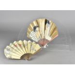 An art deco form ballon paper and wood stick folding fan, for Maison Cyrano 64A Poland Street London