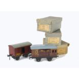 Boxed Bing 1920's O Gauge Freight Stock, comprising LMS maroon horsebox ref 62/600/0, VG-E,