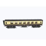 An Exley O Gauge Great Western 3rd class Corridor Coach, in GWR chocolate/cream as no 4666, G-VG,