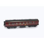 An Exley O Gauge Type K5 LMS Kitchen Car, in LMS dark maroon as no 41144 with some interior