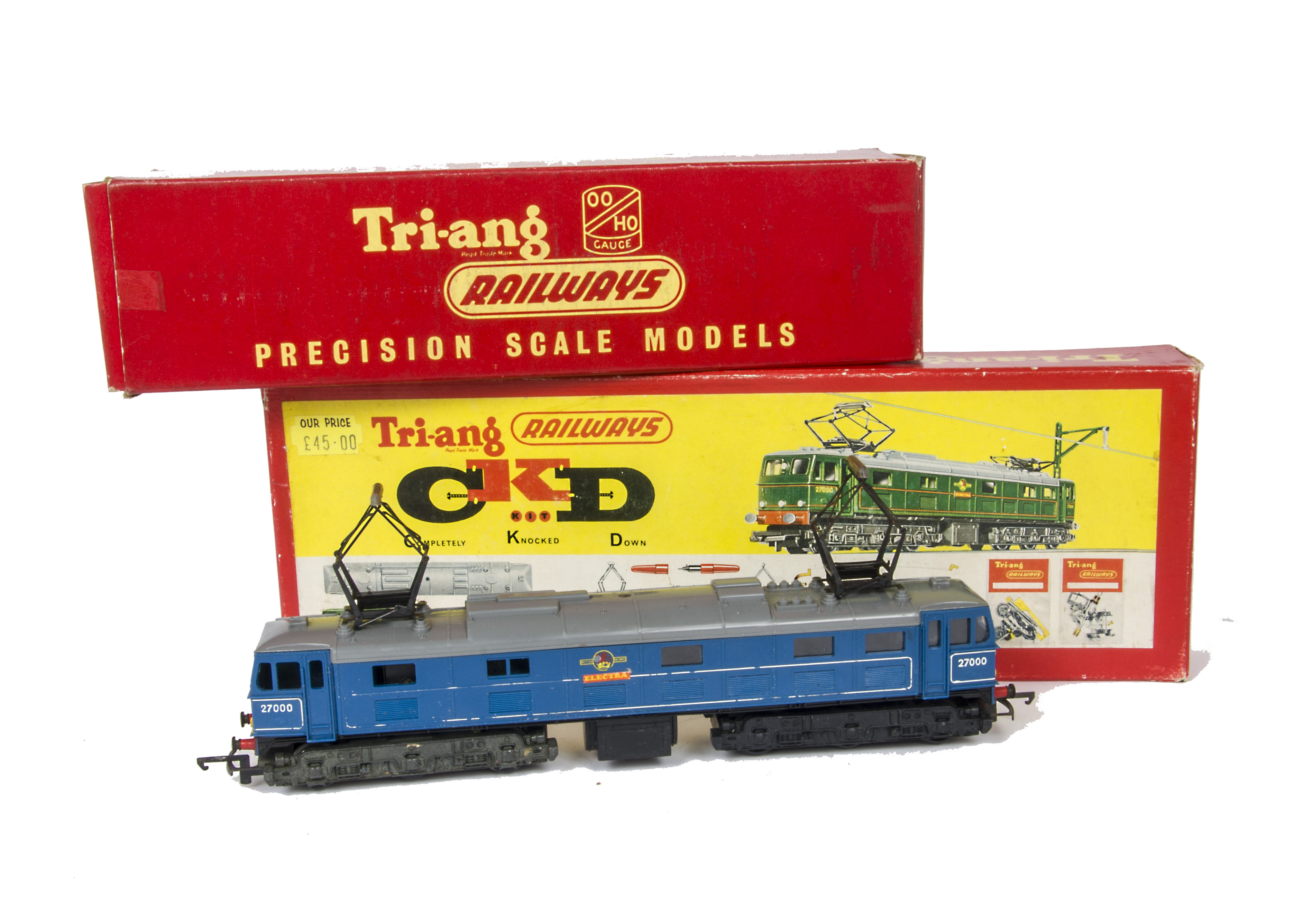 Three Tri-ang 00 Gauge EM2 Electric Locomotives including CKD, R388 CKD green 27000 'Electra' with