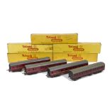 Tri-ang TT Gauge BR maroon Coaches, Mainline (15, some later issue), Utility Vans (3) and three