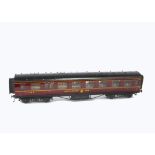 An Exley O Gauge Type K6 LMS 1st class Restaurant Car, in LMS maroon as no 52 with interior