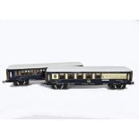 A Pair of AS Models (France) O Gauge Wagons-Lits Coaches, unboxed, comprising VSOE Bar Car no 3674