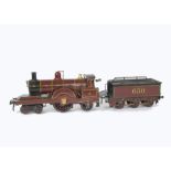 An Early Bing for Gamages O Gauge Clockwork Midland Railway 'Spinner' 4-2-2 Locomotive and Tender,