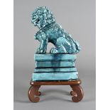 A 19th Century Chinese stoneware model of a Buddhistic lion dog, in all over turquoise glaze, 26
