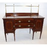 Ab Edwardian mahogany satinwood inlaid sideboard, by J A S Shoolbred & Co, with single frieze drawer