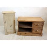 An Antique pine pot cupboard, with brass handle and a modern pine cabinet (2)