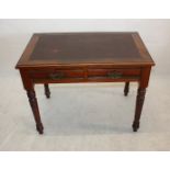 A mahogany side table, with leather inset top and two frieze drawers, 90 cm wide x 56 cm deep x 69