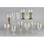 A quantity of 19th Century and later glasses, comprising rummers, wine glasses, hock and others (