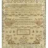 An early 19th Century sampler, for Friendship by Elizabeth Buck dated November 9th 1819, in burr