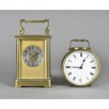 A 19th Century brass and steel silvered aced carriage clock timepiece,