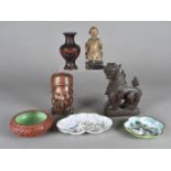 A small quantity of Chinese works of art, including a carved boxwood figure of a well dressed