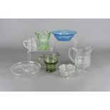 A collection of mid 20th Century moulded glassware, including comports, jugs, bowls etc