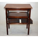 An Edwardian stained beech tea table, with reeded design 58 cm wide x 38 cm deep 67.5 cm high