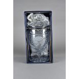 A large Bohemian cut glass trophy cup and cover, engraved for the winning owner of the Norwich