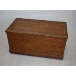 A pin blanket box, with painted decoration, hinged top, 96 cm wide x 50 cm deep x 48 cm high