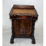 A 19th century walnut davenport, with inlaid satinwood, with fitted interior and faux drawers to one