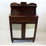 A Willian IV mahogany veneered chiffonier with mirrored panel doors 78 cm high x 38 cm deep x 121 cm