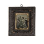 Union Cases Wall Frames, all ornately moulded - ambrotypes - sixth-plate - mother and daughters (1),