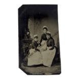 Tintypes, various sizes, groups of maids, men, women and children, F-G (19)